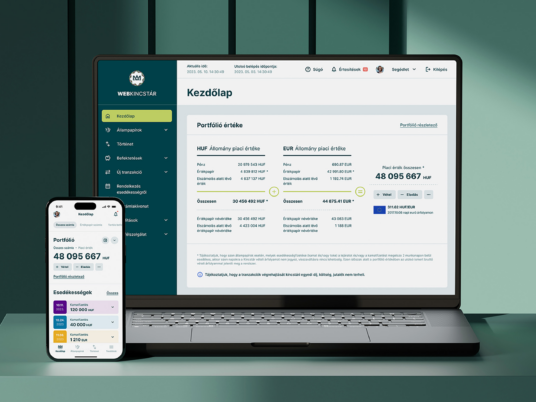 Webkincstár and Mobilkincstár, investment dashboards of Magyar Államkincstár.